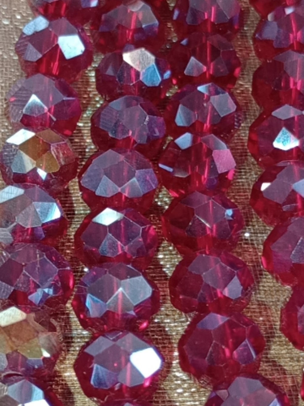 🎈🎈 Ruby Red/Gold Tone Faceted Crystal Necklace/Aurora Borealis/Necklace - Picture 2 of 12